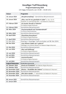 Programm Geselliger Treff Rosenberg 2024