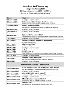 Programm Geselliger Treff 2025