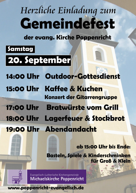 Flyer Gemeindefest Poppenricht 20.9.2025